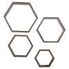 4 Pcs Hexagon Wooden Wall Display Shelves [744485]