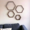 4 Pcs Hexagon Wooden Wall Display Shelves [744485]