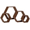 4 Pcs Hexagon Wooden Wall Display Shelves [744485]