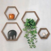 4 Pcs Hexagon Wooden Wall Display Shelves [744485]