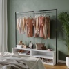 Whitefield Wood & Steel Shoe Rack & Coat Hanger Rail