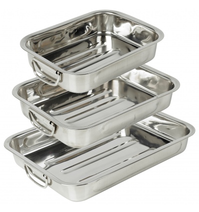 3Pcs Stainless Steel Roasting Tray Set [501111]