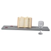 Grey MDF Wood Tablet & Wine Glass Bath Caddy