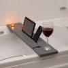 Grey MDF Wood Tablet & Wine Glass Bath Caddy