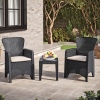 3 Pcs Black Rattan Garden Bistro Set [582763]