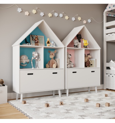 Childrens House Shaped Storage Bookcase Cabinet [584699]