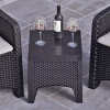 Square Black Rattan Wood Look Coffee Table Bench [582848]