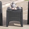 Square Black Rattan Wood Look Coffee Table Bench [582848]