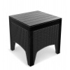 Square Black Rattan Wood Look Coffee Table Bench [582848]