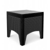 Square Black Rattan Wood Look Coffee Table Bench [582848]