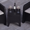 Square Black Rattan Wood Look Coffee Table Bench [582848]