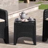 Square Black Rattan Wood Look Coffee Table Bench [582848]