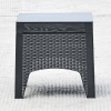 Square Black Rattan Wood Look Coffee Table Bench [582848]