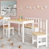 LIBBY MDF Wooden Childrens Table, 2 Chairs & Storage Bench Set