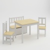 LIBBY MDF Wooden Childrens Table, 2 Chairs & Storage Bench Set