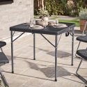 80cm Black Rattan Design Square Folding Table [582824]