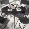 80cm Black Rattan Design Square Folding Table [582824]