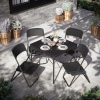 80cm Black Rattan Design Square Folding Table [582824]