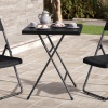 60cm Black Rattan Wood Look Square Folding Table [582770]