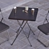 60cm Black Rattan Wood Look Square Folding Table [582770]