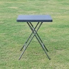 60cm Black Rattan Wood Look Square Folding Table [582770]