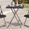 60cm Black Rattan Wood Look Square Folding Table [582770]