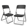 3 Pcs Bella Black Rattan Design Folding Table & Chairs Set