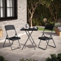 3 Pcs Bella Black Rattan Design Folding Table & Chairs Set