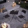 3 Pcs Bella Black Rattan Design Folding Table & Chairs Set