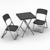 3 Pcs Bella Black Rattan Design Folding Table & Chairs Set