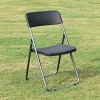 3 Pcs Bella Black Rattan Design Folding Table & Chairs Set