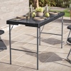 4ft Black Rattan Wood Look Folding Table [582800]