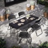 4ft Black Rattan Wood Look Folding Table [582800]