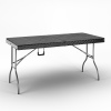 5ft Black Rattan Wood Look Folding Table [582817]