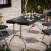 5ft Black Rattan Wood Look Folding Table [582817]