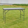 4ft Black Rattan Wood Look Folding Table & 4 Chairs Set