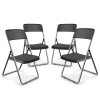 4ft Black Rattan Wood Look Folding Table & 4 Chairs Set