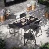 4ft Black Rattan Wood Look Folding Table & 4 Chairs Set