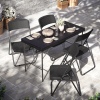 4ft Black Rattan Wood Look Folding Table & 4 Chairs Set