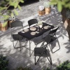 4ft Black Rattan Wood Look Folding Table & 4 Chairs Set