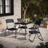 4ft Black Rattan Wood Look Folding Table & 4 Chairs Set