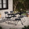 4ft Black Rattan Wood Look Folding Table & 4 Chairs Set