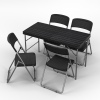 4ft Black Rattan Wood Look Folding Table & 4 Chairs Set