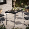 4ft Black Rattan Wood Look Folding Table & 4 Chairs Set