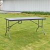 5ft Black Rattan Wood Look Folding Table & 4 Folding Chairs Set