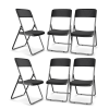 5ft Black Rattan Wood Look Folding Table & 4 Folding Chairs Set