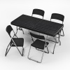 5ft Black Rattan Wood Look Folding Table & 4 Folding Chairs Set