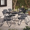 5ft Black Rattan Wood Look Folding Table & 4 Folding Chairs Set