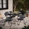 5ft Black Rattan Wood Look Folding Table & 4 Folding Chairs Set