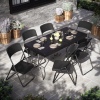 5ft Black Rattan Wood Look Folding Table & 4 Folding Chairs Set